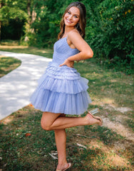 A-Line Deep V Neck  Ruched Homecoming Dress