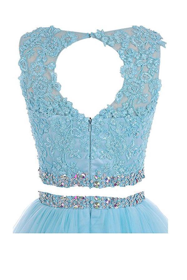 Two-Piece Prom Dress Appliqued Short Homecoming Dress