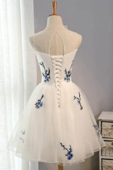 White A-Line Tulle Short Prom Dress Homecoming Dress